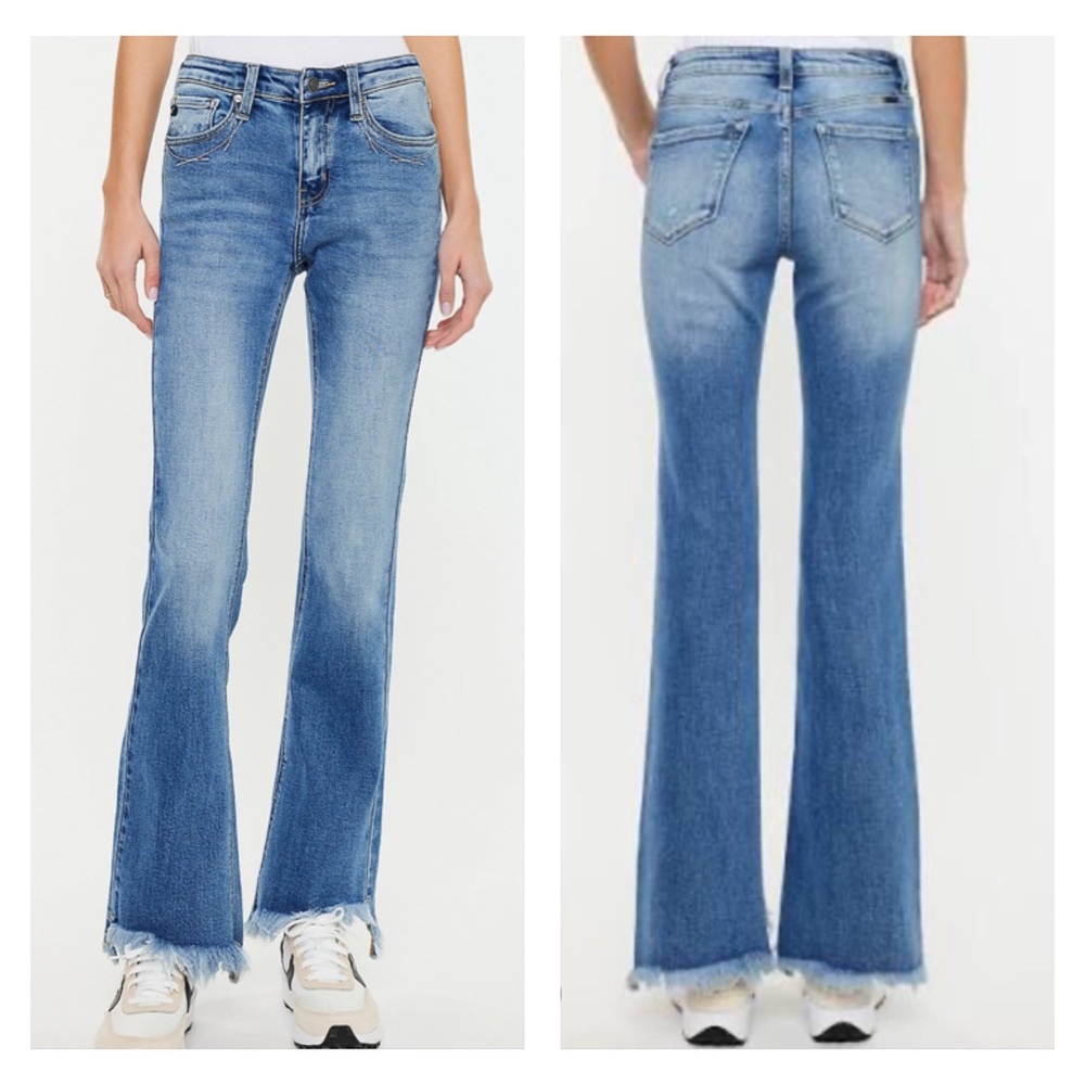 KanCan Mid Rise Frayed Hem Bootcut Jeans Women's Size 27 x 31 Stretch Maurices